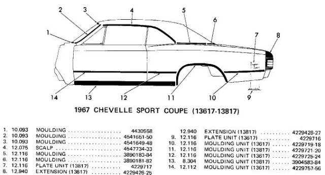 13617-13817 Sport Coupe Body Side Moldings