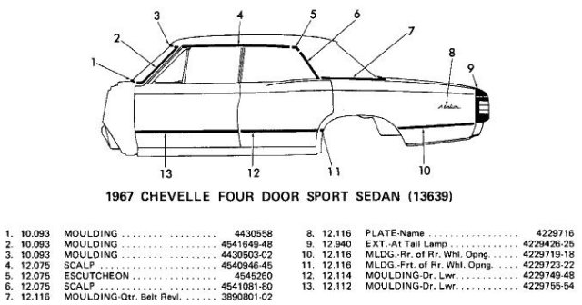 13639 4-dr Sport Sedan Body Side Moldings