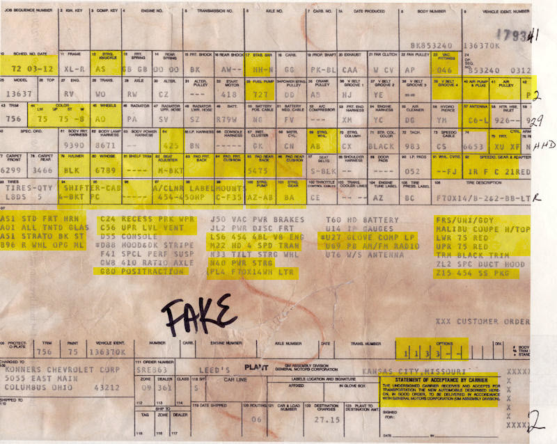 Sample Fake Kansas City build sheet