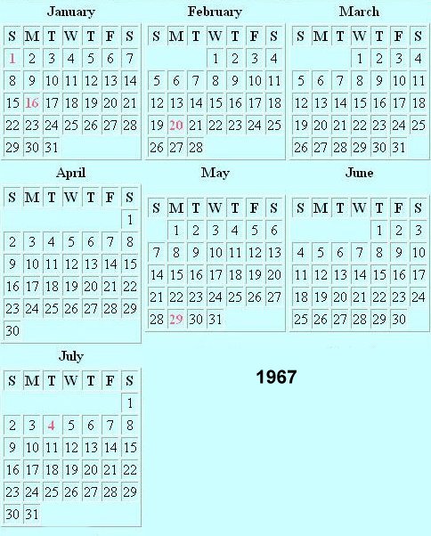 1967 Calendar Year