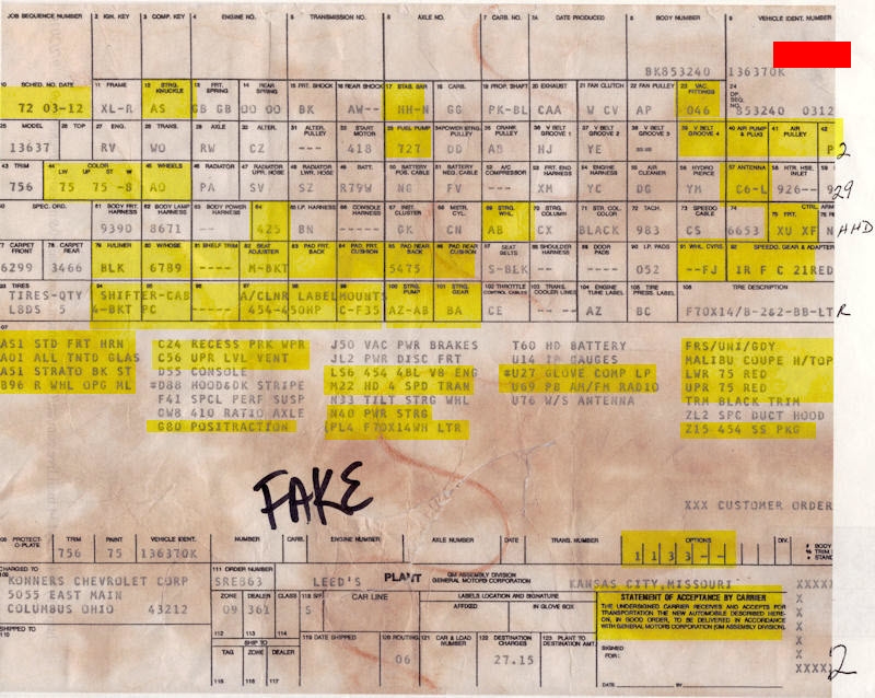Sample Fake Kansas City build sheet