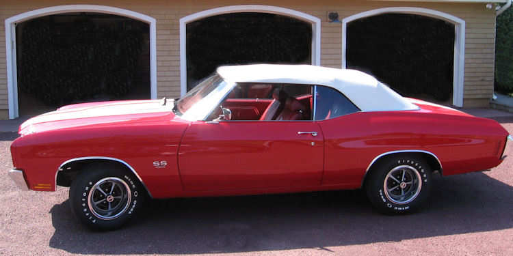 75 A ~ Cranberry Red, white convertible top