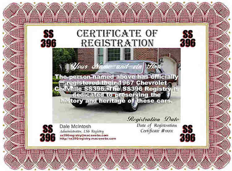 SS 396 Registry Certificate