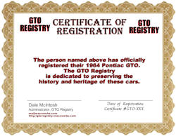 Registry Certificate