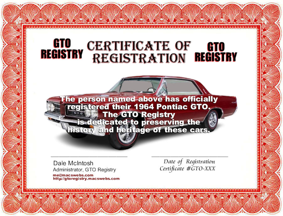 Custom Certificate of Registration