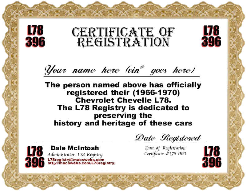 L78 Registry Certificate