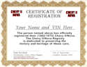 Chevy II/Nova Registry Certificate