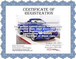 SSR Registry Certificate