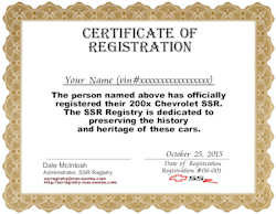 Standard SSR Certificate of Registration